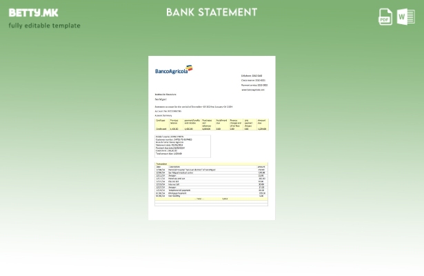 модерен стил на Доминиканската Република Banco Agricola банкарски извод – шаблон
